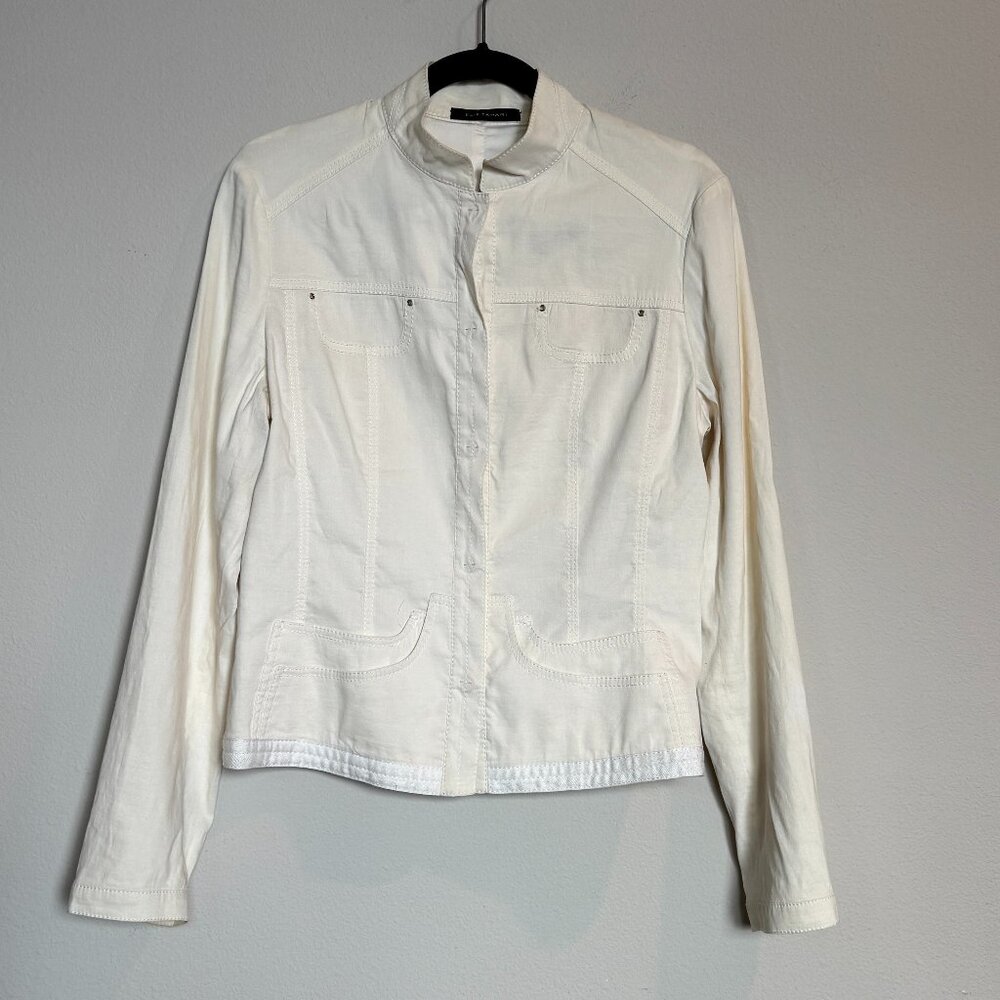 Elie Tahari Asian Collar - Off White Jacket - L